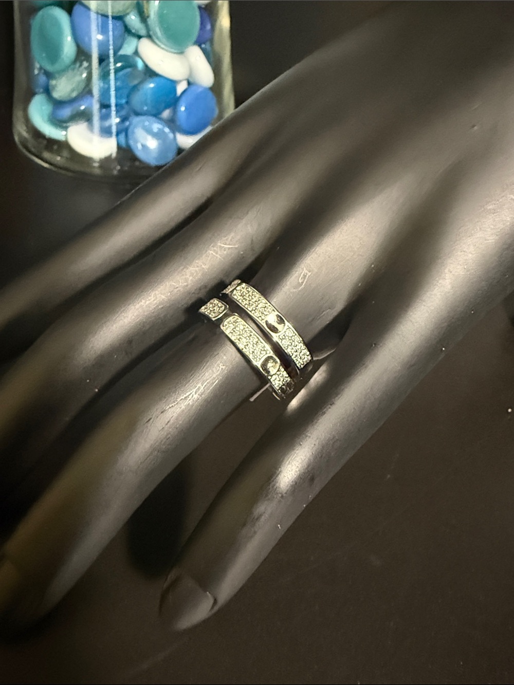 Silver-Tone Pave Double Band Ring - Elegant Sparkle
